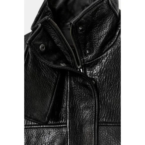 ZARA LEATHER JACKET WITH ADJUSTABLE WAIST - Picture 11 of 11